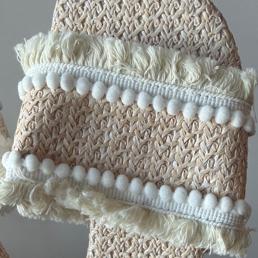 Beige and White Textured Slide Sandals - Picture 2 of 3